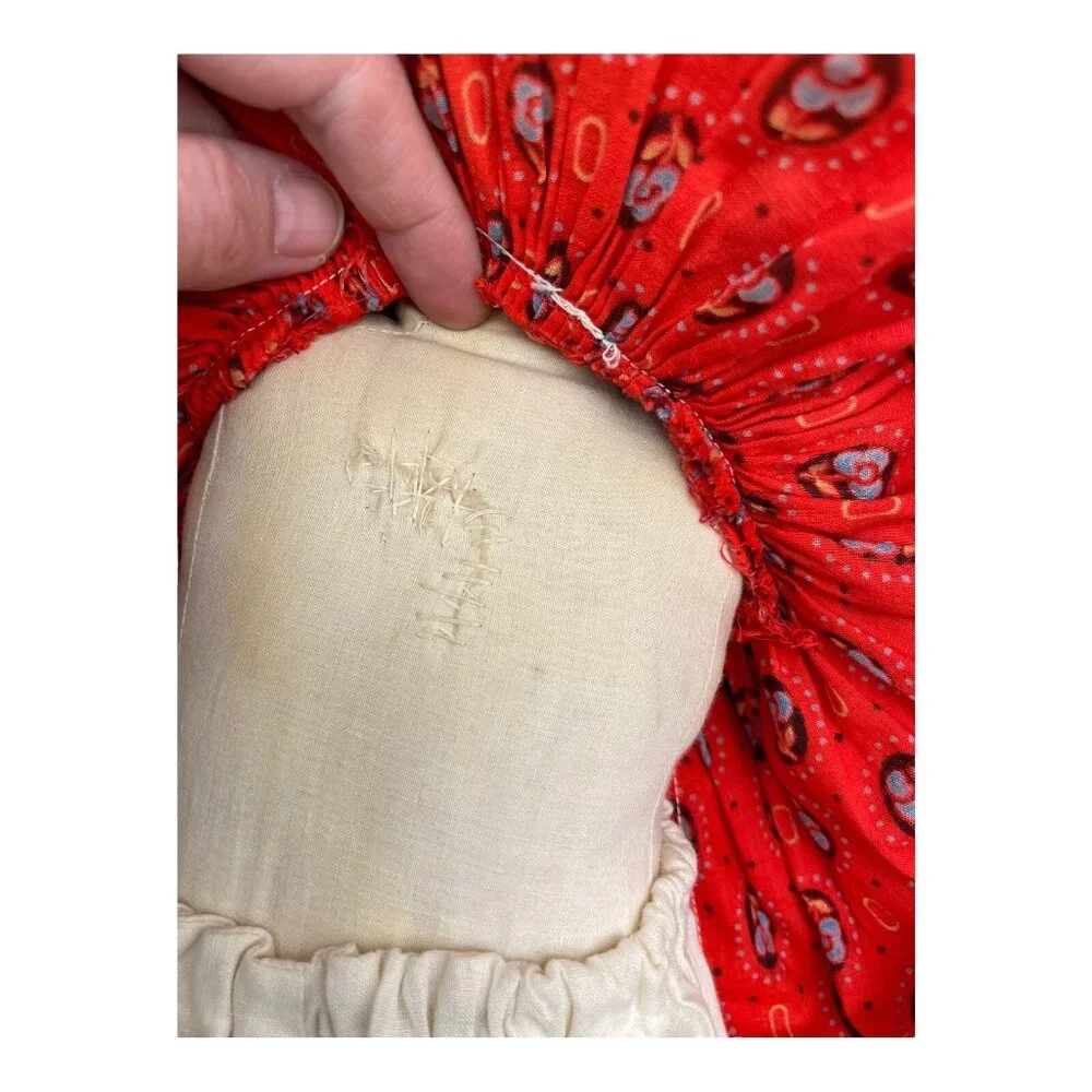 Vintage Folk Art Rag Doll Sewn Face Plush Cloth 18